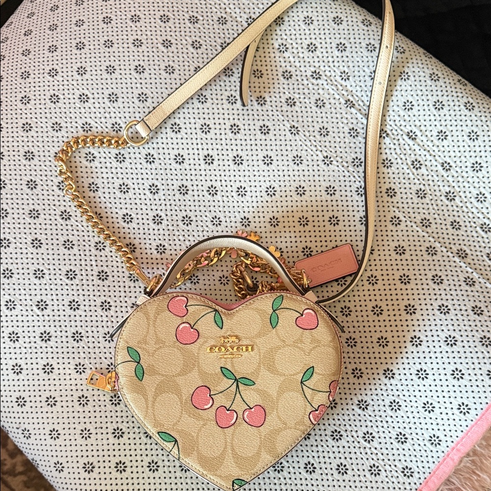 Coach Heart-Shaped Mini Bag with Cherry Design